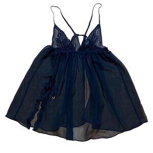 Y2K Victorias‎ Secret Black Sheer Lace Babydoll Lingerie Nightwear M
